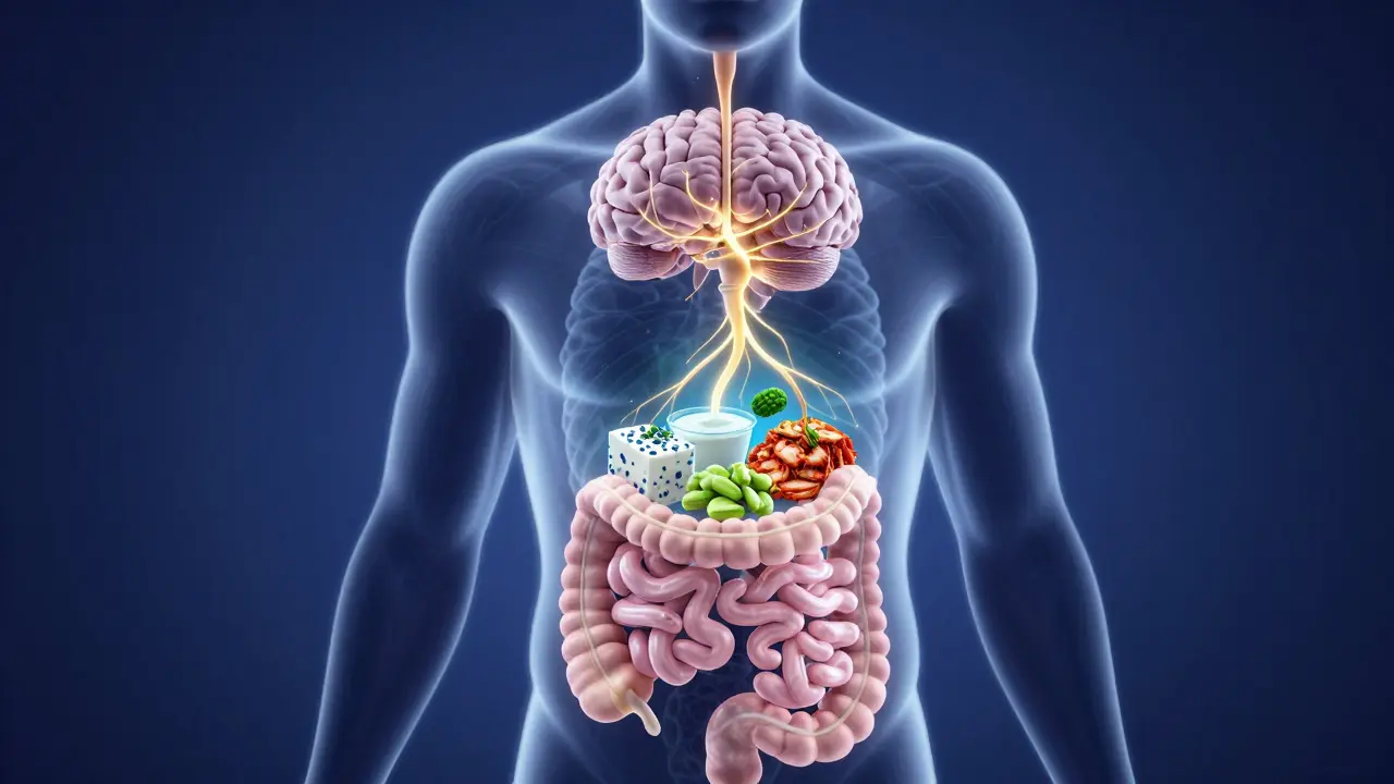 Conceptual illustration of the connection between the gut and the brain