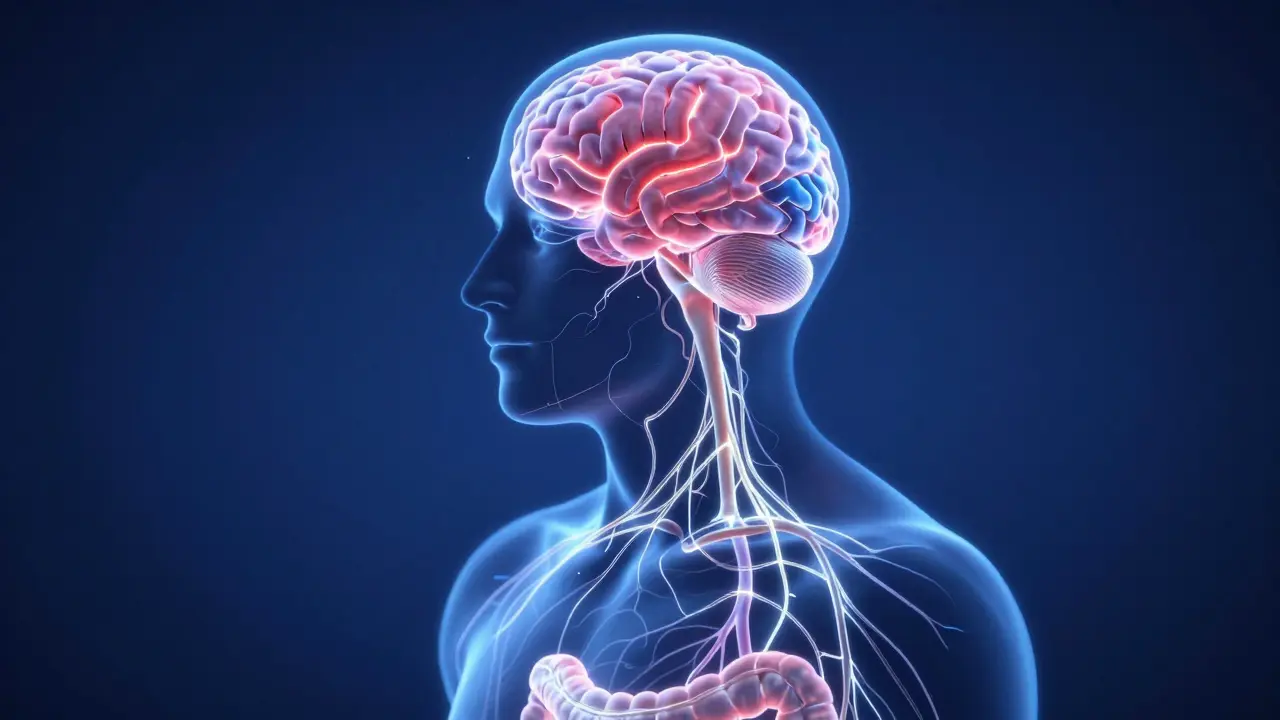 Glowing brain illustration showing calm nervous system