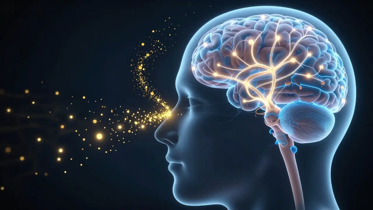 Scientific visualization of scent molecules affecting the brain